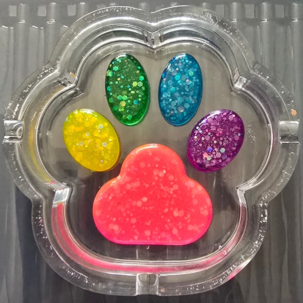 Colorful Glitter Paw-Shaped AshTray